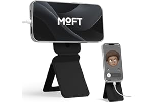 MOFT Phone Stand, Magnetic Phone Tripod Stand Stain-Resistant MOVAS Leather & Angle Adjustment & Strong Magnets Tripod for iPhone 17/16/15/14/13/12 (Included Metal Ring)-Jet Black