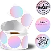 Joatuxul Round Thermal Labels, Thermal Printer Labels use for Barcode, Shipping, Customized, Circle Direct Thermal Stickers Label for Printer, 500PCS/ 1 Roll, 3 inch, Gradient Pink