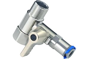 VISTARAEONOVA Stainless Steel Water Supply Adapter 3/8" x 3/8" x 1/4" Tee Stop Valve with Push-to-Connect Quick Fitting, Perfect for Reverse Osmosis Water Filters, and PE Pipe Shunts in Refrigerator Systems