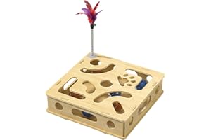 Cat Scratch Puzzle Enrichment Box, Nail File Stress Free Alternative to Clippers and Grinders, with 6 Bell Balls and Cats Fun