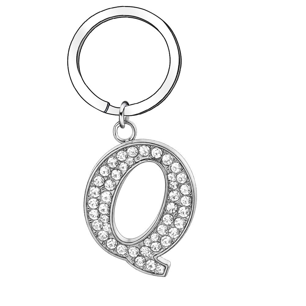 A - Z Letter Alphabet Initial Crystal Keyring Keychain for Women Girl Family Best Friend Jewellery (Q)