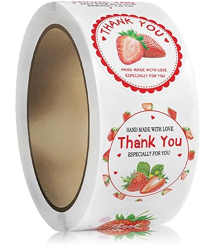 Paquete De 50 Etiquetas De Agradecimiento Con Temática De Fresas Dulces Para Fiesta De Cumpleaños O Baby Shower, Regalo De Agradecimiento, Ideal Para Recuerdos De Fiesta, Juego De 50 (cuadrado