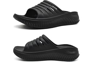 KuaiLu Womens Recovery Sandals With Comfortable Plantar Fasciitis Support,Ladies Orthotic Open Toe Sport Slides Thick Cushion Reduces Stress on Feet,Joints & Back Post-Exercise