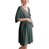 Ekouaer 3 in 1 Labor/Delivery/Hospital Gown Maternity Dress Nursing Nightgown Sleepwear for Breastfeeding
