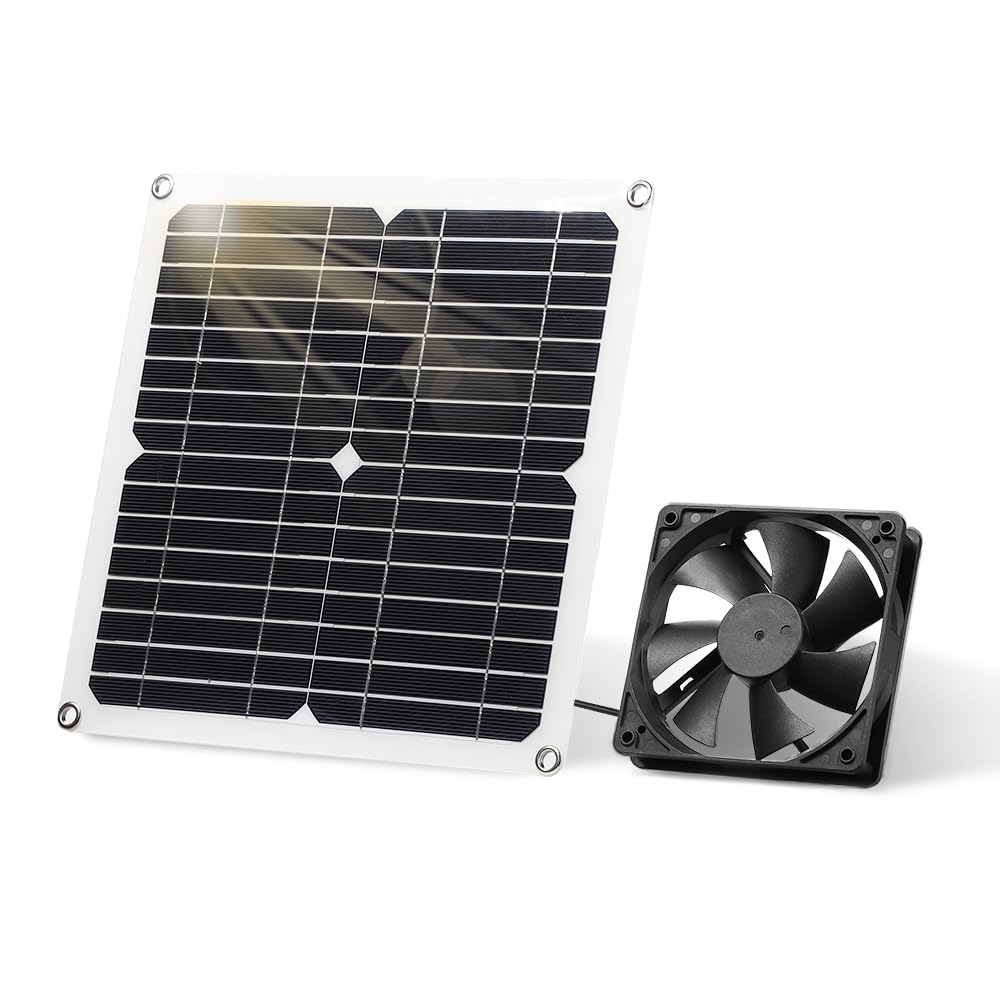 Photo 1 of SUNYIMA Solar Panel Fan Kit, 12W Weatherproof Solar Panel with DC Fan for Small Chicken Coops, Greenhouses, Sheds,Pet Houses, Window Exhaust (Single Fan)