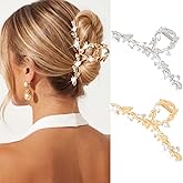 BARTOSI Rhinestone Claw Clips Gold Metal Hair Clips Large Claw Hair Clip Stylish Hair Accessories for Women (Pack of 2)