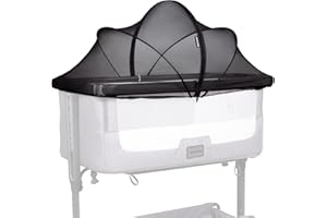 Beberoad Love Bassinet Cover Mosquito Net for Bassinet with 2-Way-Zipper Tent Cover for Bedside Sleeper/Travel Crib (Black)