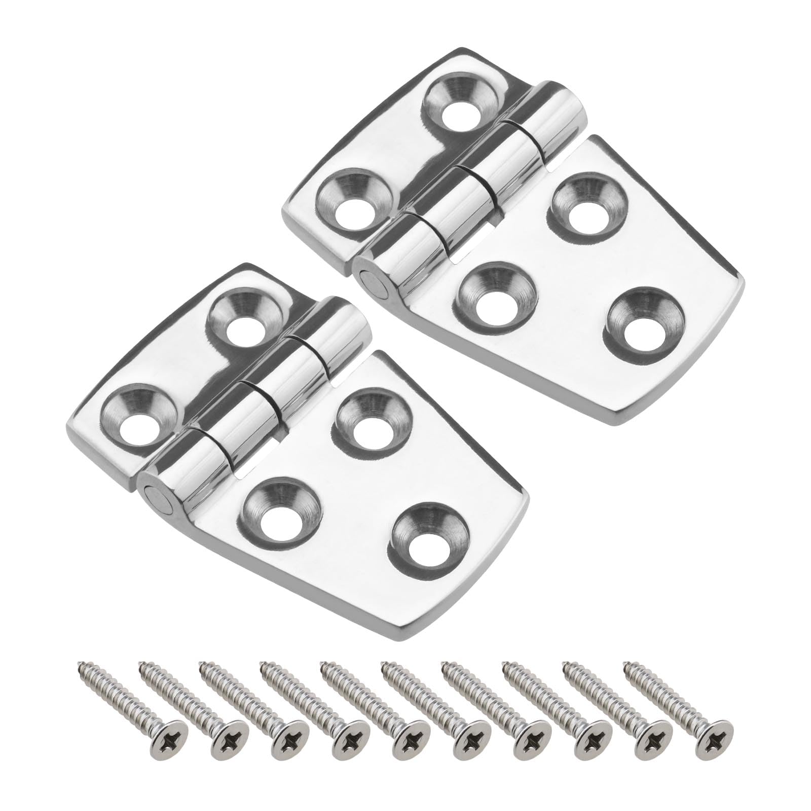 eMagTech 2PCS Marine Door Hinges 316 Stainless Steel Hatch Hinge Mirror Polished Flip Hinges with Screws for Control Cabinet Yacht RV Boat Silver 38mm x 57mm