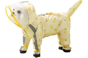 Harikaji Small Dog Raincoat, Tail Protect Feet Cover Waterproof Dog Rain Jacket Rain Coat for Puppy Small Dogs(Pineapple,L)