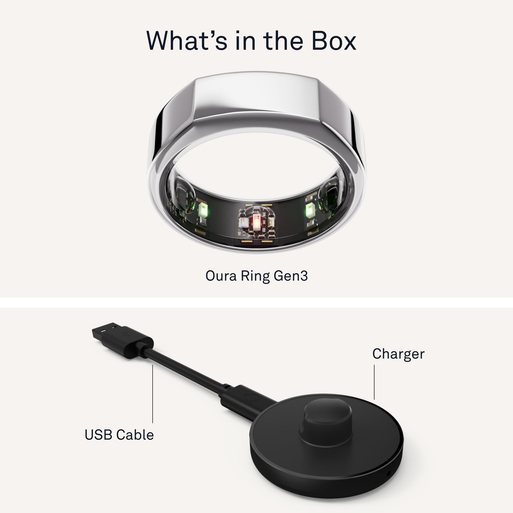 OURA Oura Ring Gen3 Heritage - Silver - Size 6 - Smart Ring - Size First with Oura Ring Gen3 Sizing Kit - Sleep Tracking Wearable - Heart Rate - Fitness Tracker - 5-7 Days Battery Life