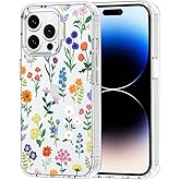 MOSNOVO Case for iPhone 14 Pro Max, [Buffertech 6.6ft Military-Grade Drop Protection] [Anti Peel Off Tech] Clear TPU Bumper Phone Case Cover Design - Botanical Floral