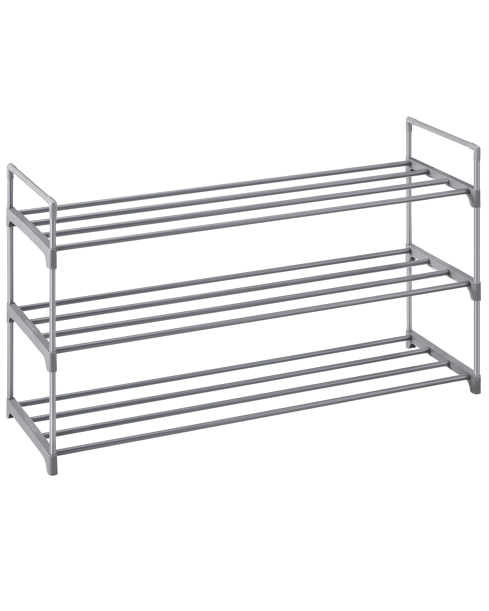 SONGMICS 3-Tier Shoe Rack, Metal Storage Shelves Hold up to 15 Pairs of Shoes, for Living Room, Entryway, Hallway and Cloakroom, 92 x 30 x 54 cm, Grey LSA13GV1