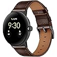 Leather Bands Compatible for Google Pixel Watch Band Leather for Men, Pixel Watch Wristband Adjustable Clasp Strap for Google Pixel Watch