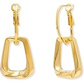 Sonateomber Gold Twisted Square Dangle Hoop Earrings for Women, Vintage Statement Polished Lightweight Dangling Earring Prom Accessories Fashion Jewelry Gift