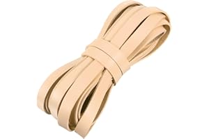 uxcell Flat Leather Cord, 5.5 Yard 10mm Leather String Strips Lacing for DIY Crafts Making Bracelet Purse Strap, Brown