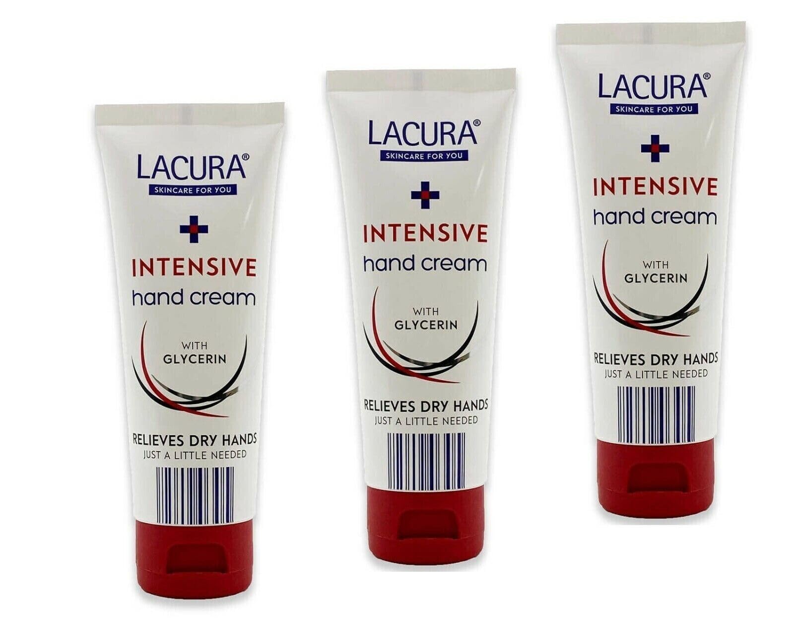 Aldi Lacura - Intensive Hand Cream | With Glycerin | Relieves Dry Hands | 75mL [x3] [Packaging may Vary]
