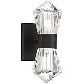 Savoy House 9-1940-2-89 Dryden Vintage Modern Crystal Clear Wall Sconce, LED 2-Light 8 Total Watts, 12" H x 5" W, Matte Black