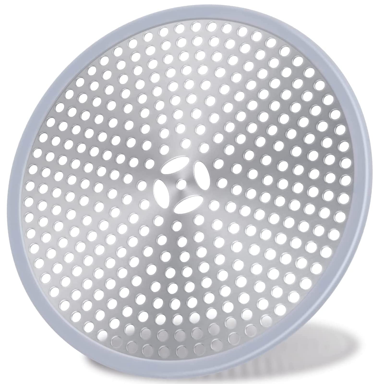 4.65x4.65 Inch Stainless Steel Drain Cover - Premium Hair Catcher for Shower, Bath & Sink, Bathroom & Kitchen Clog Prevention, Reusable Mesh Strainer with Anti-Slip Design (Silver)