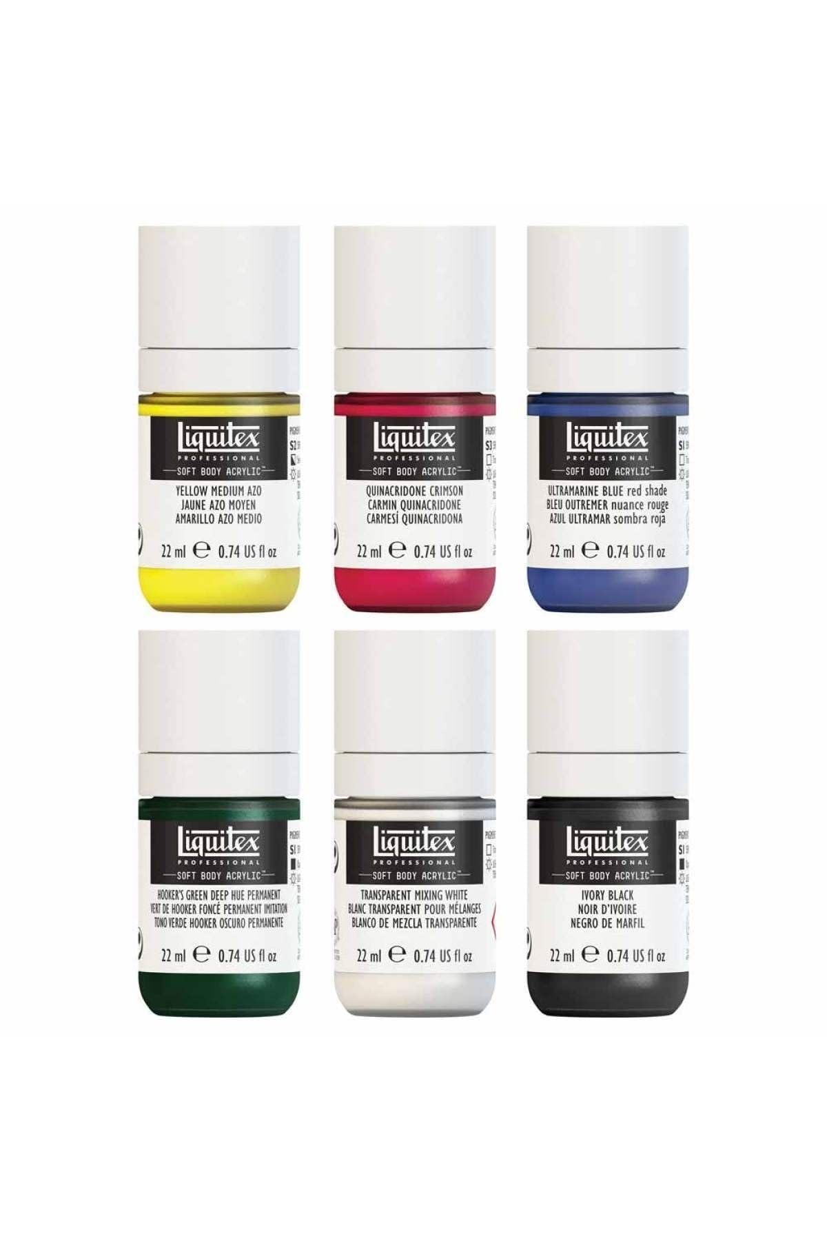 Liquitex Acrylic Paint, 6 Colours in 22 ml dosing Bottles, 22 ml (6er Pack)