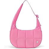 WESTBRONCO Small Puffer Crescent Shoulder Bag for Women, Nylon Quilted Shoulder Purses, Puffy Handbags with Adjustable Strap