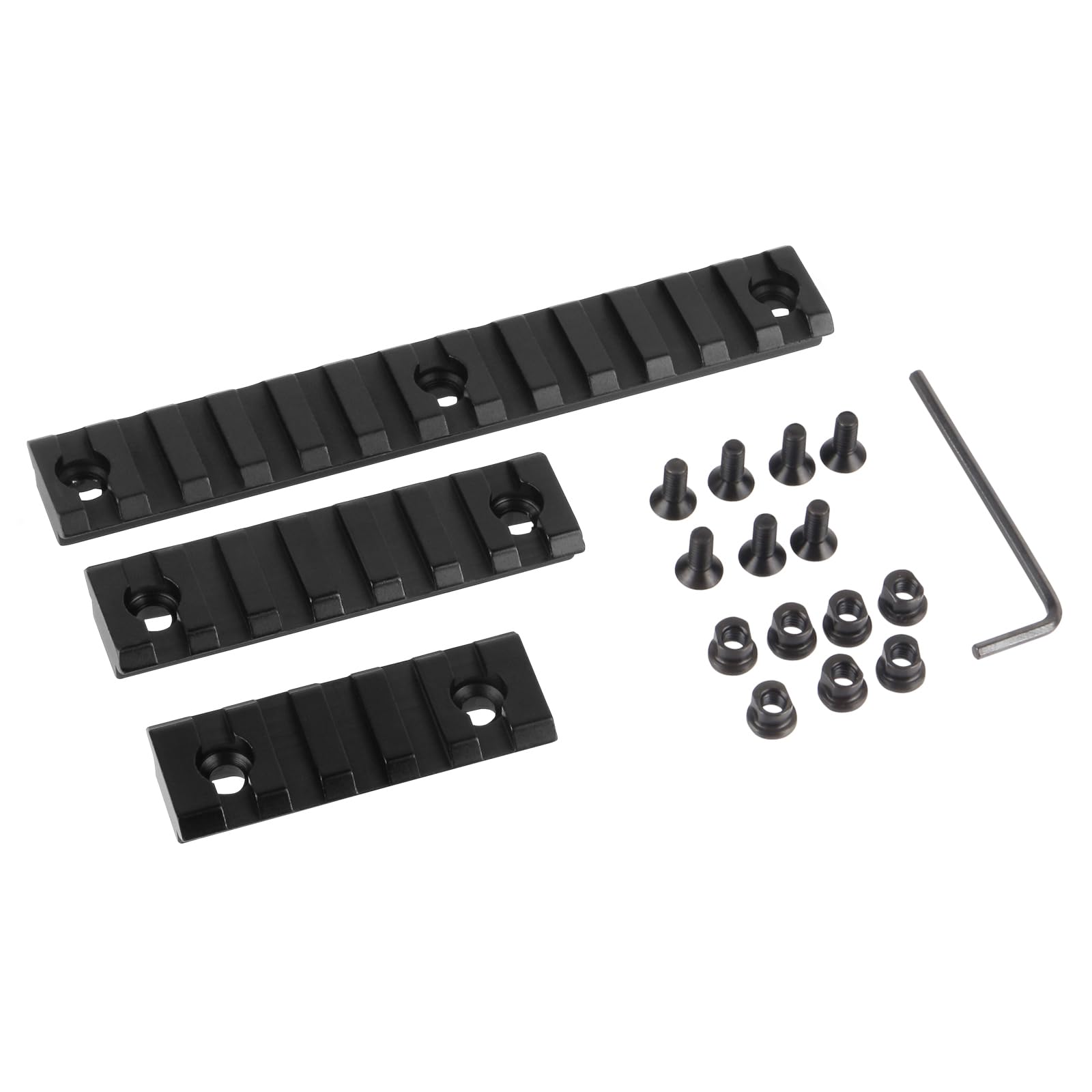 FOCUHUNTER Tactical Keymod Picatinny Rail 5-Slot,7-Slot 13-Slot Lightweight Keymod Aluminum Picatinny Rail Section Accessories 3 Pack Hunting Accessories