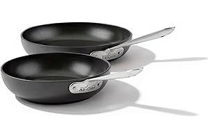 All-Clad HA1 Hard Anodized Non Stick Fry Pan Set 2 Piece, 8, 10 Inch, Induction, Oven Broiler Safe 500F, Pots and Pans Set, K