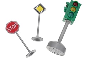 TOBBOMEY Mini Traffic Light Toy Stop Sign Educational Set Boys and Girls 1 Traffic Lamp 2 Roadblocks
