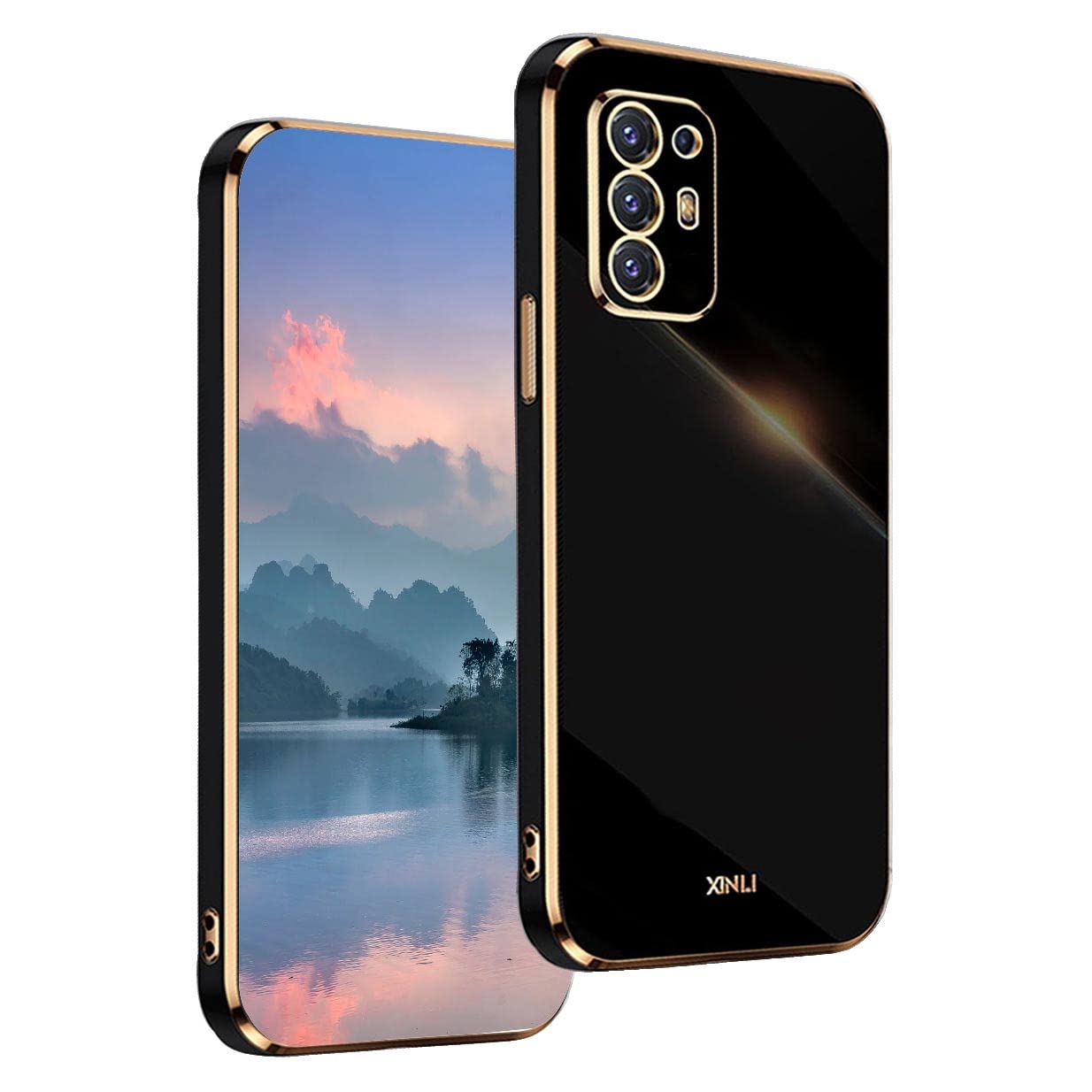UPLAI Case for OPPO A94 5G, Ultra Thin Shockproof Protection Cover with Electroplating Design, Premium TPU Bumper and Soft Silicone Stylish Durable Cover.(Black) — image 1