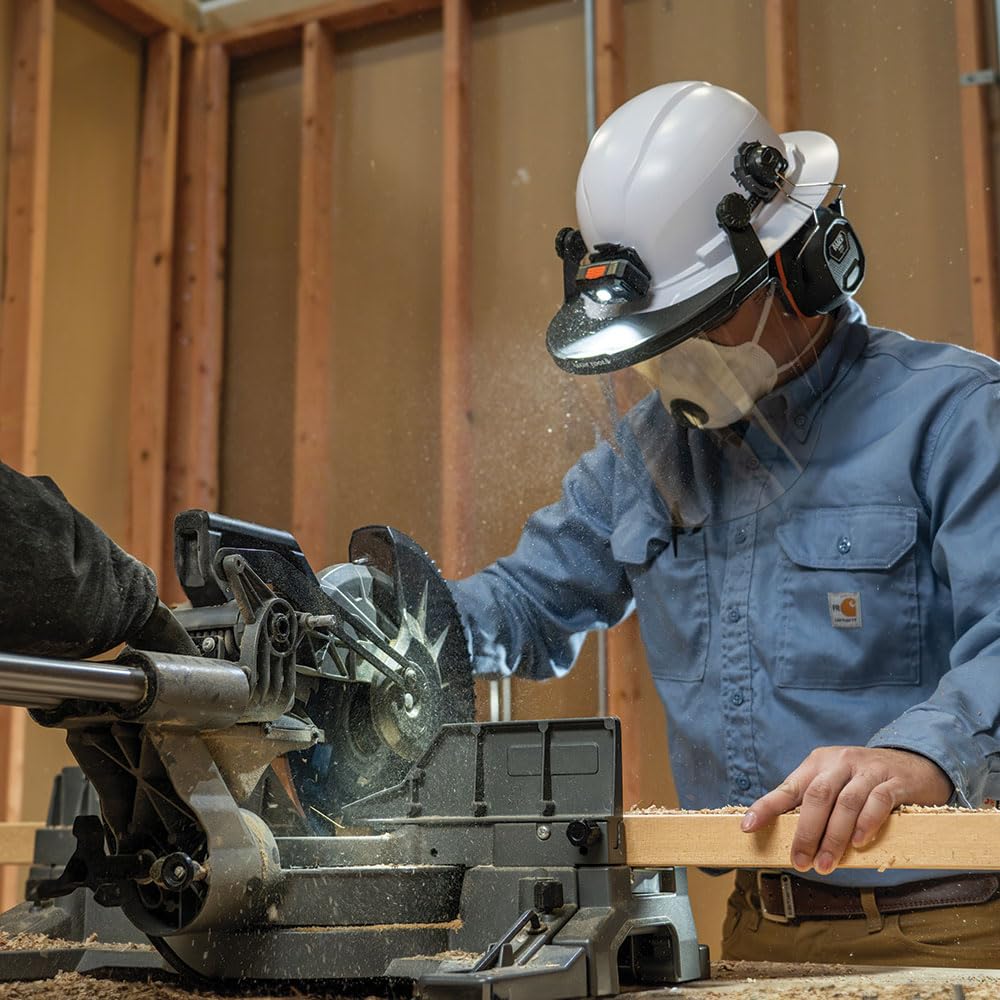 Klein Tools 60528 Full-Brim Hard Hat Face Shield, Clear, Impact-Rated, Anti-Fog, Low-Profile Design, Flip-Up, Earmuff Compatible, One Size