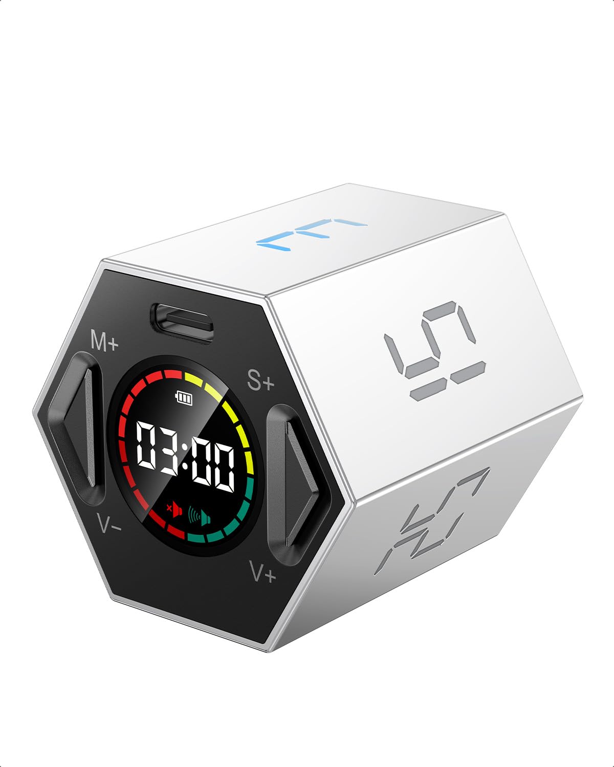 Photo 1 of Ticktime Pomodoro Timer Cube, Hexagon Productivity Timer, Pause & Resume, Silent & Adjustable Sound Alert, for ADHD, Task, Work, Study, 3/5/10/15/25/30min & Custom Countdown - Gray