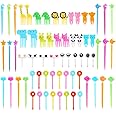 66 Pcs Animal Food Picks for Kids, Fun Bento Picks, Cute Cartoon Animal Fruit Food Toothpicks, Lunch Bento Box Picks for Todd