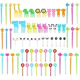 66 Pcs Animal Food Picks for Kids, Fun Bento Picks, Cute Cartoon Animal Fruit Food Toothpicks, Lunch Bento Box Picks for Todd