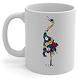 Colorful Great Egret Silhouette Floral Coffee Mug
