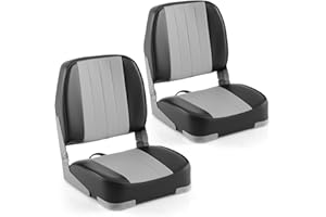 Goplus Low/High Back Boat Seats, Folding Boat Seat with Stainless Steel Screws & Aluminum Hinges, Thickened Sponge Padding, W