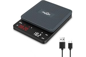 Joyhill Coffee Scale with Timer, 3kg/0.1g High Precision Pour Over Drip Espresso Scale, Rechargeable Digital Coffee Scale with LED Display, Manual/Automatic Timing with Type-C Charging Cable