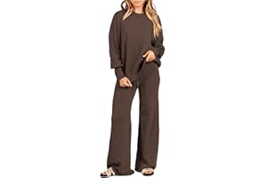 ANRABESS Women 2 Piece Outfits Oversized Chunky Knit Sweater Top Wide Leg Pants 2024 Fall Lounge Set Trendy Cozy Clothes