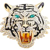 Premium Rhinestone Tiger Brooch Pin Gold Silver Tiger Head Brooch Lapel Pins Vintage Punk Style Animal Brooch Domineering Cool Tiger Brooch Clothes Hats Bags Suits Banquets Party Costumes Jewelry for Women and Men