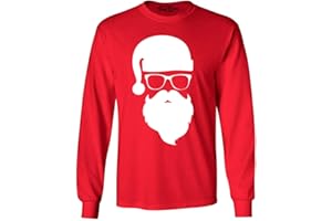 shop4ever Hipster Santa with Sunglasses Christmas Long Sleeve Shirt
