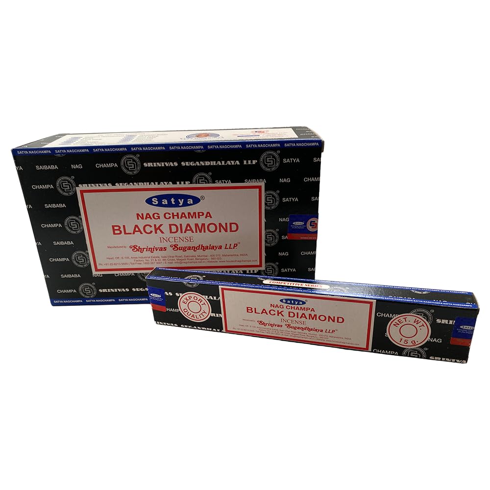 VIE Satya Incense Sticks, 12 Packs x 15g, Black Diamond