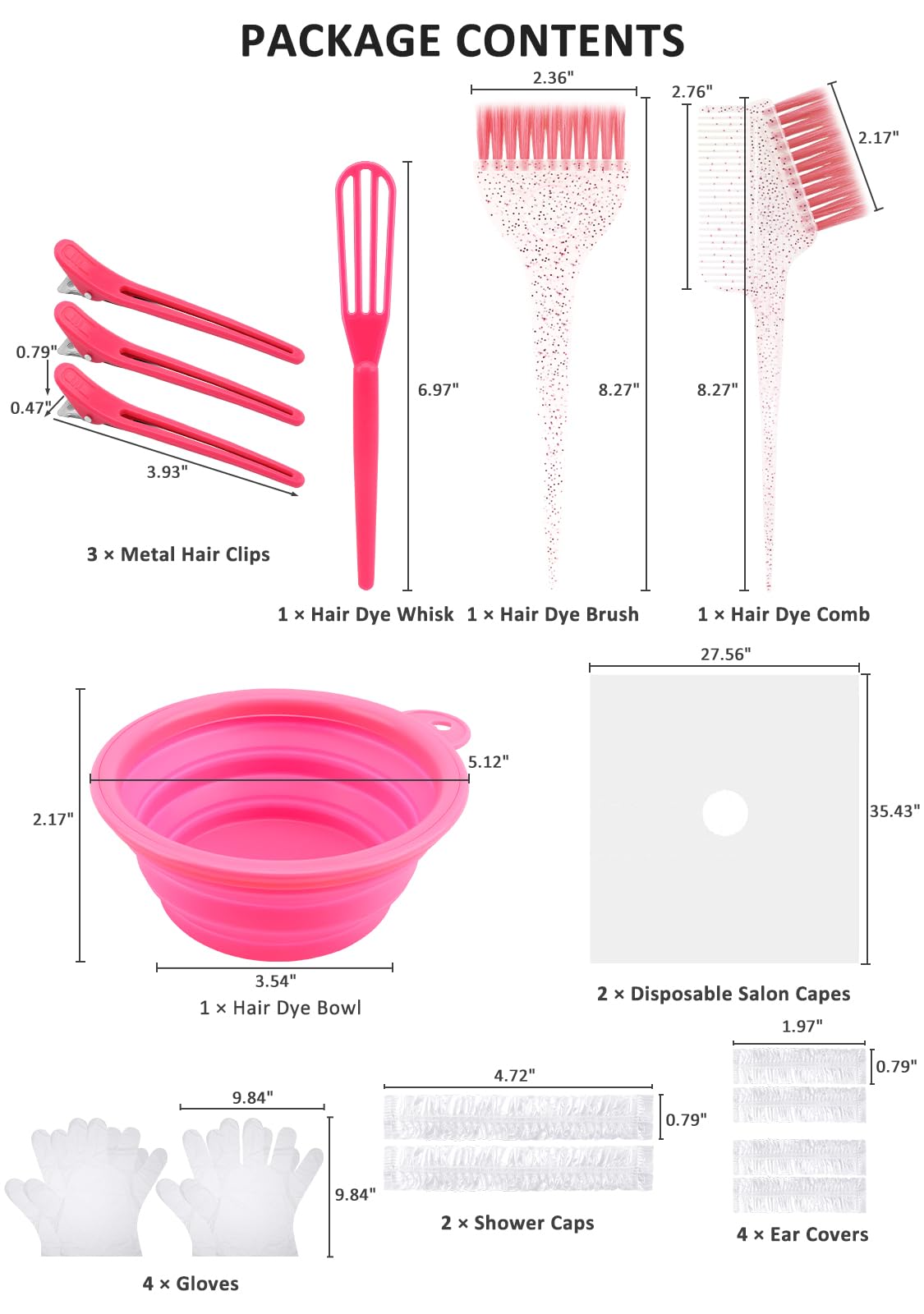 YOOVR 19PCS Hair Bleach Dye Kit with Hair Dye Brush and Bowl Whisk Hair Clips Protective Gear Set, Ideal for Hair Bleaching Coloring Highlighting, Essential Salon Supplies for Women and Hairstylist