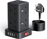 Kemelo Tower Extension Lead 8 Outlet 4 USB Ports 13A 3250W 2M Surge view 1
