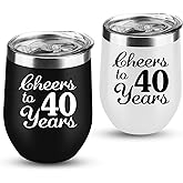 40th Anniversary Wedding Gifts for Couple Gifts for Rubywedding Anniversary Forty Years Anniversary Decorations 40 Years Marriage Gifts for Wife Husband Parents 2 Pack Wine Tumbler 12 OZ