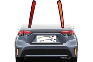 KEEGTBOX LED Rear Bumper Brake Light Kit Daytime Running Light Dynamic Sequential Turn Signal Lamps Fit for Toyota Corolla L LE XLE 2021-2023 Accessories (Red)