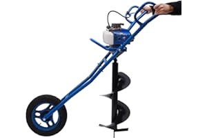 GNJINX 63CC Gas Powered Post Hole Digger 3HP 2-Stroke Hand-Push Ground Drill with 11 Inch Single Blade Bit for Efficient Agriculture, Forestry, and Garden Tree Planting(Blue)