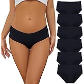 Ayshie Women's Seamless Briefs Pack of 6 Ice Silk Panties Mid-waist Laser Cut No Show Underwear (US, Alpha, Medium, Regular, Regular, Black)