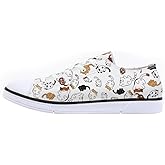 FIRST DANCE Women's 2019 Spring Animal Print Cat Sneakers, Ladies Low Top Cute Dog Print Shoes