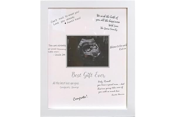HAMUIERS Sonogram Signature Frame Guest Book, Ultrasound Picture Keepsake Frame, Baby Shower Guest Book Alternatives, Gender