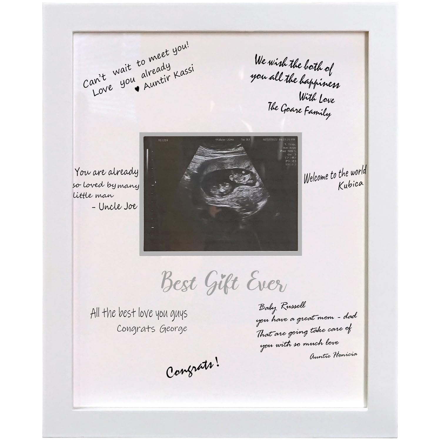 HAMUIERS Sonogram Signature Frame Guest Book, Ultrasound Picture Keepsake Frame, Baby Shower Guest Book Alternatives, Gift for Expecting Moms, White