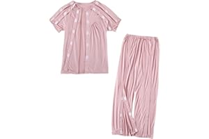 Aylashine Unisex Bedridden Patient Clothing,Easy to Wear and Take Off, Modal,for Bedridden Patients,the Elderly,Fractures Pink (XL)