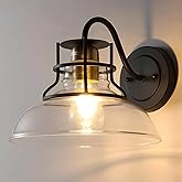 YUESHUN Farmhouse Wall Sconces,Gooseneck Barn Light,Gold and Black Wall Sconce,Vintage Wall Lamp with Clear Glass Shade,for B